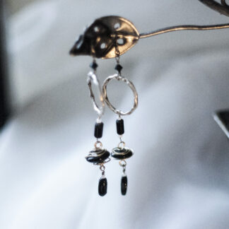 black spiral drop earrings